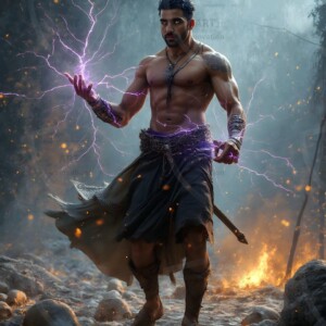 Discover AI-generated elemental mage art handsome male fire, ice, lightning, and earth mages wielding raw magical power in stunning fantasy battle scenes. UHD digital art.