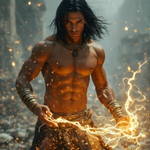 Discover AI-generated elemental mage art handsome male fire, ice, lightning, and earth mages wielding raw magical power in stunning fantasy battle scenes. UHD digital art.