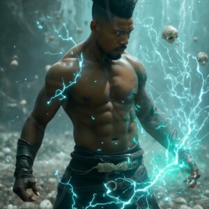 Discover AI-generated elemental mage art handsome male fire, ice, lightning, and earth mages wielding raw magical power in stunning fantasy battle scenes. UHD digital art.