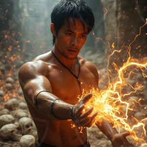 Discover AI-generated elemental mage art handsome male fire, ice, lightning, and earth mages wielding raw magical power in stunning fantasy battle scenes. UHD digital art.