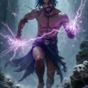 Discover AI-generated elemental mage art handsome male fire, ice, lightning, and earth mages wielding raw magical power in stunning fantasy battle scenes. UHD digital art.