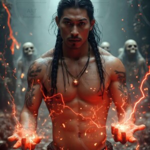 Discover AI-generated elemental mage art handsome male fire, ice, lightning, and earth mages wielding raw magical power in stunning fantasy battle scenes. UHD digital art.