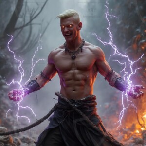 Discover AI-generated elemental mage art handsome male fire, ice, lightning, and earth mages wielding raw magical power in stunning fantasy battle scenes. UHD digital art.