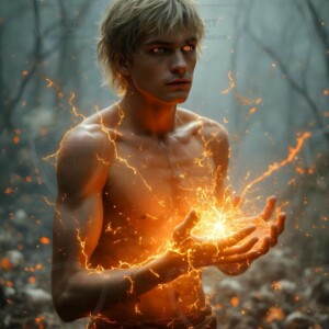 Discover AI-generated elemental mage art handsome male fire, ice, lightning, and earth mages wielding raw magical power in stunning fantasy battle scenes. UHD digital art.