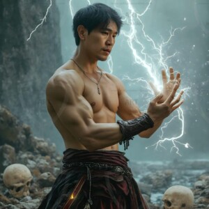 Discover AI-generated elemental mage art handsome male fire, ice, lightning, and earth mages wielding raw magical power in stunning fantasy battle scenes. UHD digital art.