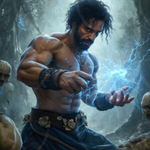 Discover AI-generated elemental mage art handsome male fire, ice, lightning, and earth mages wielding raw magical power in stunning fantasy battle scenes. UHD digital art.