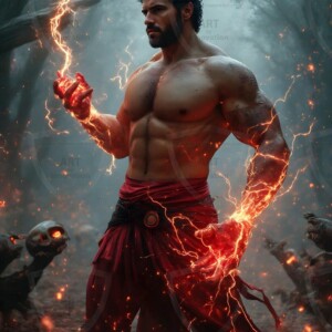 Discover AI-generated elemental mage art handsome male fire, ice, lightning, and earth mages wielding raw magical power in stunning fantasy battle scenes. UHD digital art.