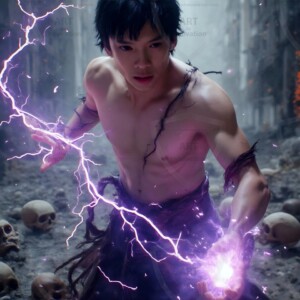 Discover AI-generated elemental mage art handsome male fire, ice, lightning, and earth mages wielding raw magical power in stunning fantasy battle scenes. UHD digital art.
