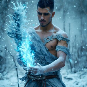 Discover AI-generated elemental mage art handsome male fire, ice, lightning, and earth mages wielding raw magical power in stunning fantasy battle scenes. UHD digital art.