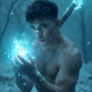 Discover AI-generated elemental mage art handsome male fire, ice, lightning, and earth mages wielding raw magical power in stunning fantasy battle scenes. UHD digital art.
