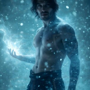 Discover AI-generated elemental mage art handsome male fire, ice, lightning, and earth mages wielding raw magical power in stunning fantasy battle scenes. UHD digital art.