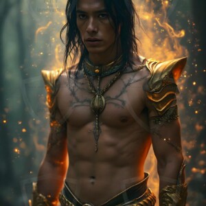 Discover AI-generated elemental mage art handsome male fire, ice, lightning, and earth mages wielding raw magical power in stunning fantasy battle scenes. UHD digital art.