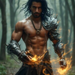 Discover AI-generated elemental mage art handsome male fire, ice, lightning, and earth mages wielding raw magical power in stunning fantasy battle scenes. UHD digital art.