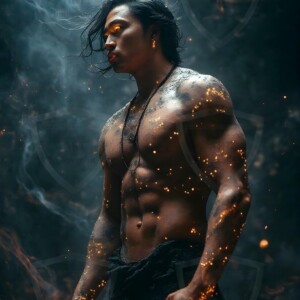 Discover AI-generated elemental mage art handsome male fire, ice, lightning, and earth mages wielding raw magical power in stunning fantasy battle scenes. UHD digital art.