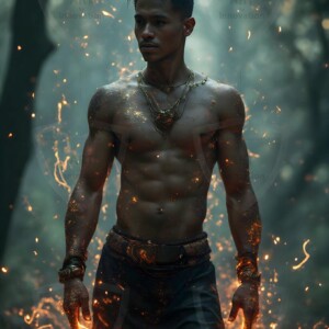 Discover AI-generated elemental mage art handsome male fire, ice, lightning, and earth mages wielding raw magical power in stunning fantasy battle scenes. UHD digital art.