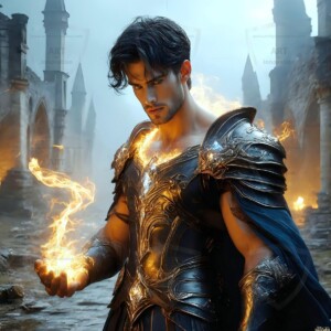 Discover AI-generated elemental mage art — handsome male fire, ice, lightning, and earth mages wielding raw magical power in stunning fantasy battle scenes. UHD digital art.