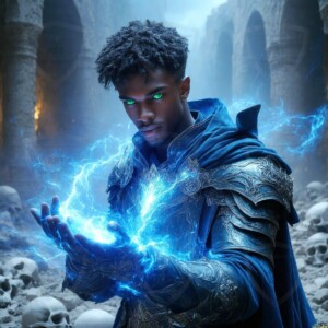 Discover AI-generated elemental mage art — handsome male fire, ice, lightning, and earth mages wielding raw magical power in stunning fantasy battle scenes. UHD digital art.