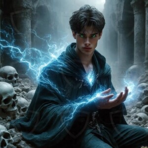Discover AI-generated elemental mage art — handsome male fire, ice, lightning, and earth mages wielding raw magical power in stunning fantasy battle scenes. UHD digital art.