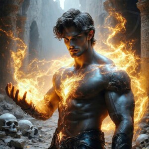 Discover AI-generated elemental mage art — handsome male fire, ice, lightning, and earth mages wielding raw magical power in stunning fantasy battle scenes. UHD digital art.