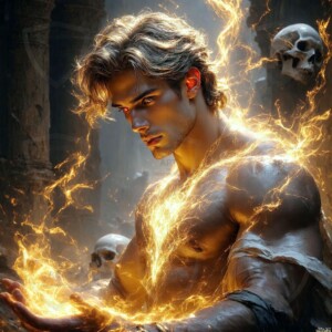 Discover AI-generated elemental mage art — handsome male fire, ice, lightning, and earth mages wielding raw magical power in stunning fantasy battle scenes. UHD digital art.