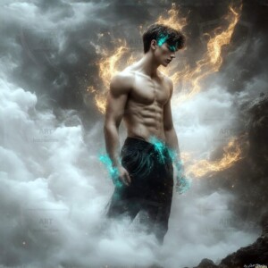 Discover AI-generated elemental mage art — handsome male fire, ice, lightning, and earth mages wielding raw magical power in stunning fantasy battle scenes. UHD digital art.