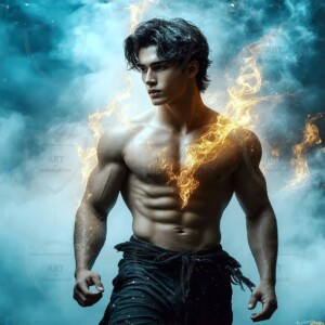 Discover AI-generated elemental mage art — handsome male fire, ice, lightning, and earth mages wielding raw magical power in stunning fantasy battle scenes. UHD digital art.
