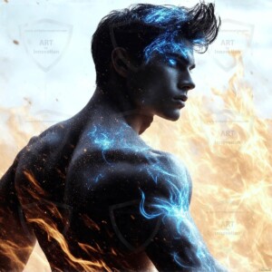 Discover AI-generated elemental mage art — handsome male fire, ice, lightning, and earth mages wielding raw magical power in stunning fantasy battle scenes. UHD digital art.