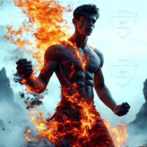 Discover AI-generated elemental mage art — handsome male fire, ice, lightning, and earth mages wielding raw magical power in stunning fantasy battle scenes. UHD digital art.