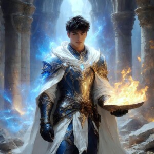 Discover AI-generated elemental mage art — handsome male fire, ice, lightning, and earth mages wielding raw magical power in stunning fantasy battle scenes. UHD digital art.