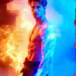 Discover AI-generated elemental mage art — handsome male fire, ice, lightning, and earth mages wielding raw magical power in stunning fantasy battle scenes. UHD digital art.