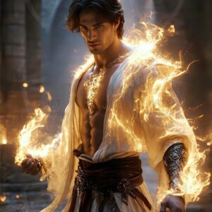 Discover AI-generated elemental mage art — handsome male fire, ice, lightning, and earth mages wielding raw magical power in stunning fantasy battle scenes. UHD digital art.