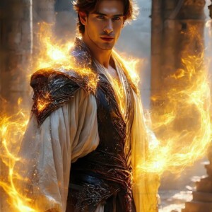Discover AI-generated elemental mage art — handsome male fire, ice, lightning, and earth mages wielding raw magical power in stunning fantasy battle scenes. UHD digital art.