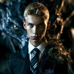 Explore AI-generated House Ravenclaw art handsome shirtless wizards from the raven house of Hogwarts summoning massive protective ravens. Fantasy wizard school digital art.