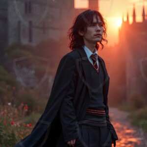 Explore AI-generated House Ravenclaw art handsome shirtless wizards from the raven house of Hogwarts summoning massive protective ravens. Fantasy wizard school digital art.