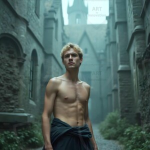 Explore AI-generated House Ravenclaw art handsome shirtless wizards from the raven house of Hogwarts summoning massive protective ravens. Fantasy wizard school digital art.