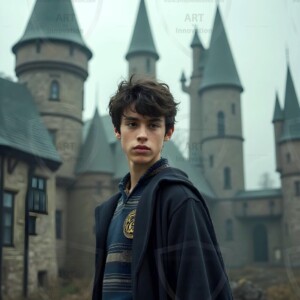 Explore AI-generated House Ravenclaw art handsome shirtless wizards from the raven house of Hogwarts summoning massive protective ravens. Fantasy wizard school digital art.