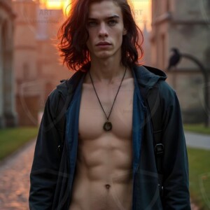 Explore AI-generated House Ravenclaw art handsome shirtless wizards from the raven house of Hogwarts summoning massive protective ravens. Fantasy wizard school digital art.