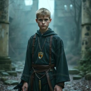 Explore AI-generated House Ravenclaw art handsome shirtless wizards from the raven house of Hogwarts summoning massive protective ravens. Fantasy wizard school digital art.