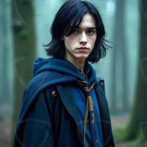 Explore AI-generated House Ravenclaw art handsome shirtless wizards from the raven house of Hogwarts summoning massive protective ravens. Fantasy wizard school digital art.