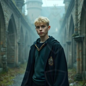 Explore AI-generated House Ravenclaw art handsome shirtless wizards from the raven house of Hogwarts summoning massive protective ravens. Fantasy wizard school digital art.