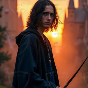 Explore AI-generated House Ravenclaw art handsome shirtless wizards from the raven house of Hogwarts summoning massive protective ravens. Fantasy wizard school digital art.