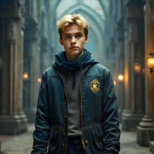 Explore AI-generated House Ravenclaw art handsome shirtless wizards from the raven house of Hogwarts summoning massive protective ravens. Fantasy wizard school digital art.