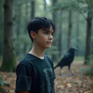 Explore AI-generated House Ravenclaw art handsome shirtless wizards from the raven house of Hogwarts summoning massive protective ravens. Fantasy wizard school digital art.