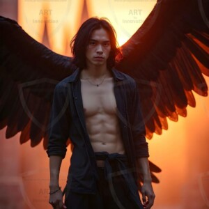 Explore AI-generated House Ravenclaw art handsome shirtless wizards from the raven house of Hogwarts summoning massive protective ravens. Fantasy wizard school digital art.