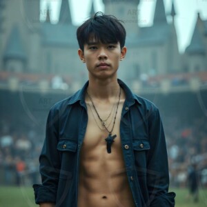 Explore AI-generated House Ravenclaw art handsome shirtless wizards from the raven house of Hogwarts summoning massive protective ravens. Fantasy wizard school digital art.