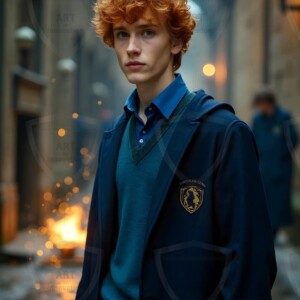 Explore AI-generated House Ravenclaw art handsome shirtless wizards from the raven house of Hogwarts summoning massive protective ravens. Fantasy wizard school digital art.
