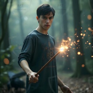 Explore AI-generated House Ravenclaw art handsome shirtless wizards from the raven house of Hogwarts summoning massive protective ravens. Fantasy wizard school digital art.
