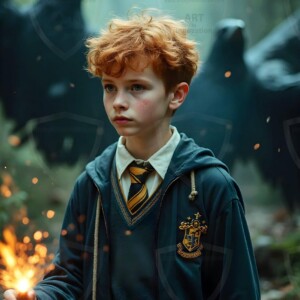 Explore AI-generated House Ravenclaw art handsome shirtless wizards from the raven house of Hogwarts summoning massive protective ravens. Fantasy wizard school digital art.