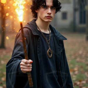 Explore AI-generated House Ravenclaw art handsome shirtless wizards from the raven house of Hogwarts summoning massive protective ravens. Fantasy wizard school digital art.