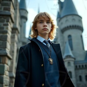 Explore AI-generated House Ravenclaw art handsome shirtless wizards from the raven house of Hogwarts summoning massive protective ravens. Fantasy wizard school digital art.